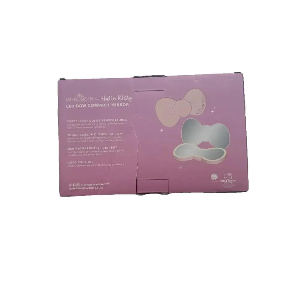 Hello Kitty LED Bow Compact Mirror Pink USB Rechargeable Impressions Vanity